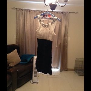 Black and white tight mini dress