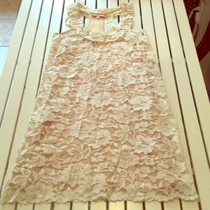 Cream and nude lace racer back dress