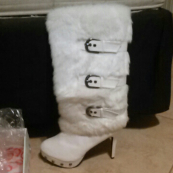White like new fur boots