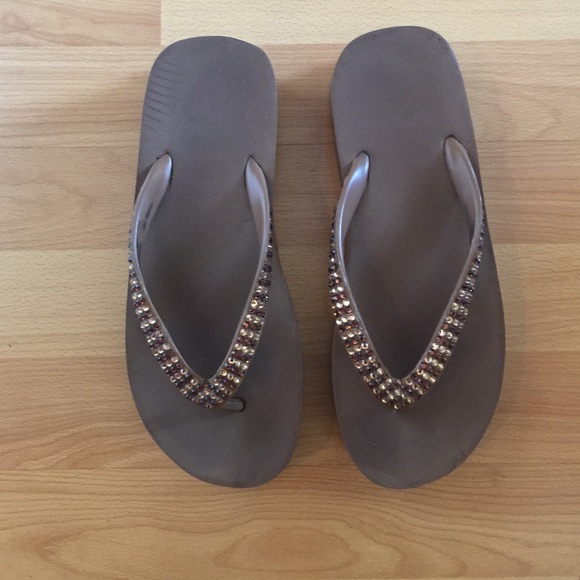 Sworski crystal platform flip flops