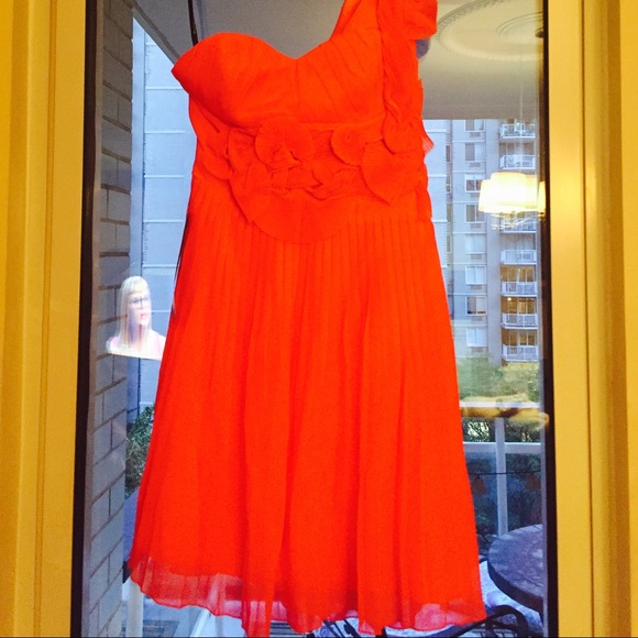 Bebe one shoulder orange dress - Picture 2 of 4