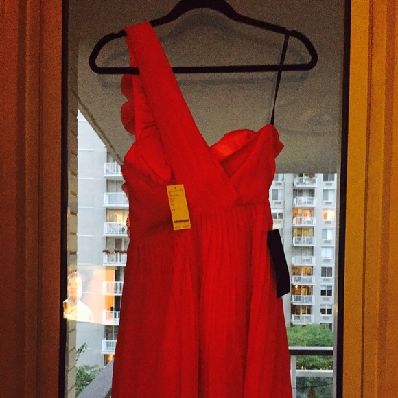 Bebe one shoulder orange dress - Picture 3 of 4