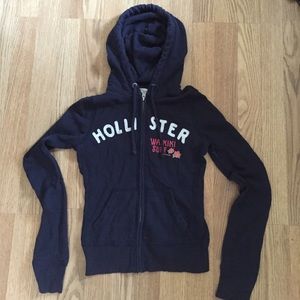 Navy Blue Hollister Zip-Up Sweatshirt