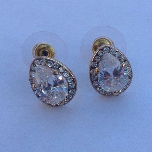 SALE 18k GF Rain Drop Sapphire Earrings - Picture 3 of 3