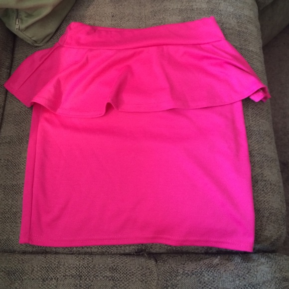 Bright pink peplum skirt