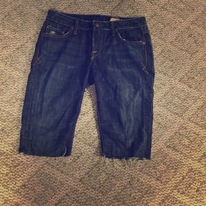 dark denim knee length shorts