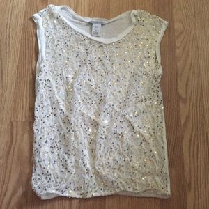 Sheer White/Gold Sequin Top