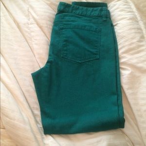 Loft modern skinny green jeans. Size 12
