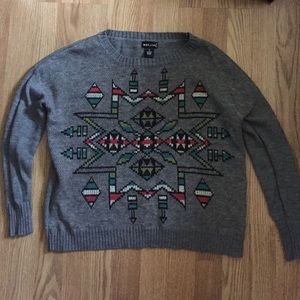 Grey Aztec Print Sweater