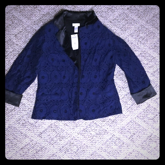 Lace overlay blazer