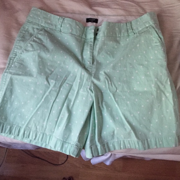 Jcrew Seafoam green polka dot short