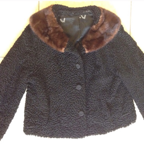 %100 real black curly lamb skin/mink collar coat❤️ - Picture 4 of 4