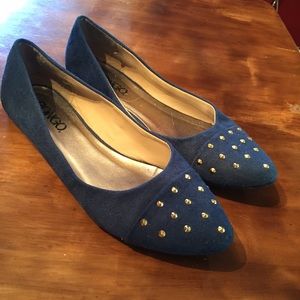 Royal blue flats with Gold studs