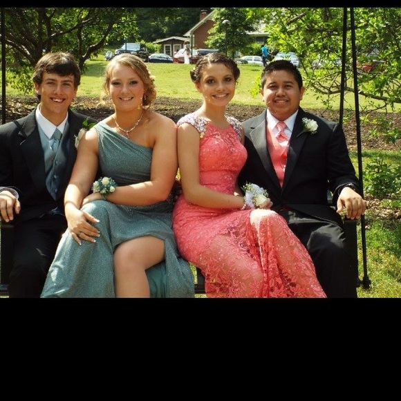 Grey/green prom dress - Picture 2 of 4