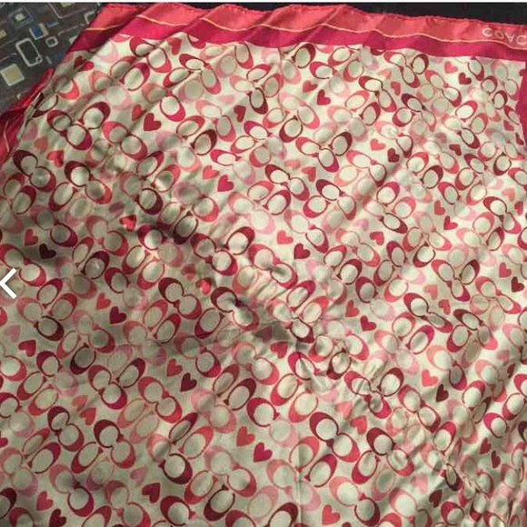 Coach Pink Hearts Silk Scarf 💝 - Picture 3 of 3