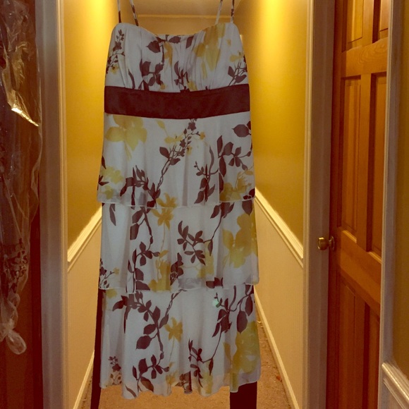 White yellow and black flower dress