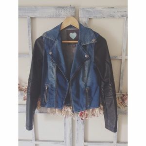 kendall & Kylie leather & jean jacket
