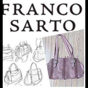 Franco Sarto Turquoise Leather Faux-Croc Purse