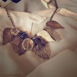 Gold leaf statement necklace