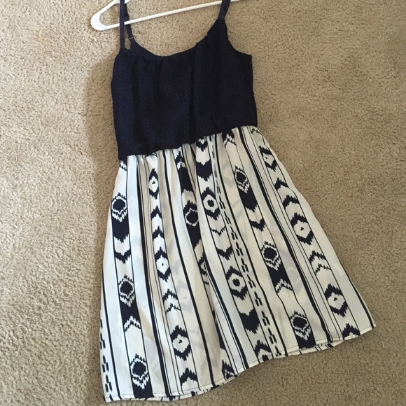 Blue and white Aztec dress