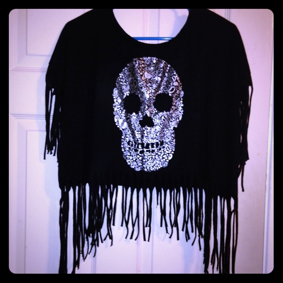 🎃 Skull Black Fringe Crop Top 🎃 - Sale Price