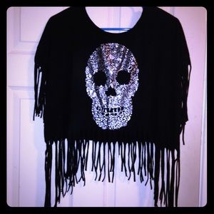 🎃 Skull Black Fringe Crop Top 🎃 - Sale Price