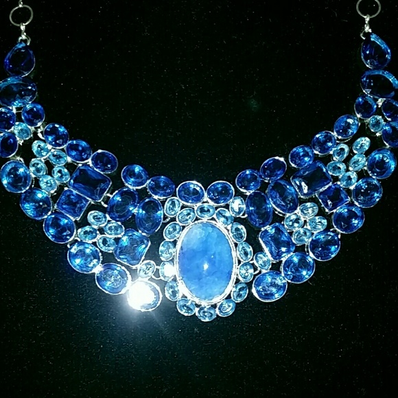 All royal blue sapphire necklace  silver - Picture 2 of 4