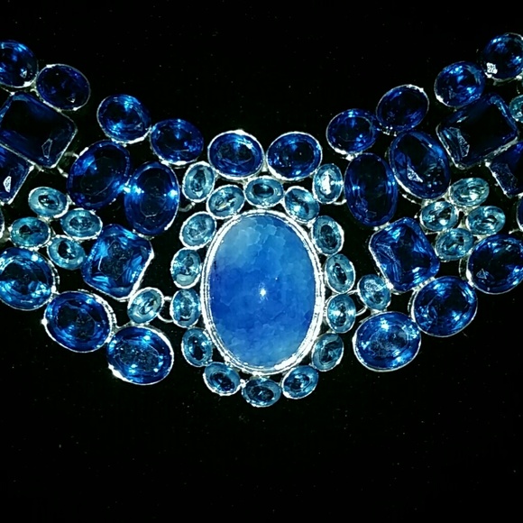 All royal blue sapphire necklace  silver - Picture 3 of 4