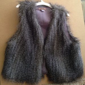 Gray Faux Fur Vest Medium Large
