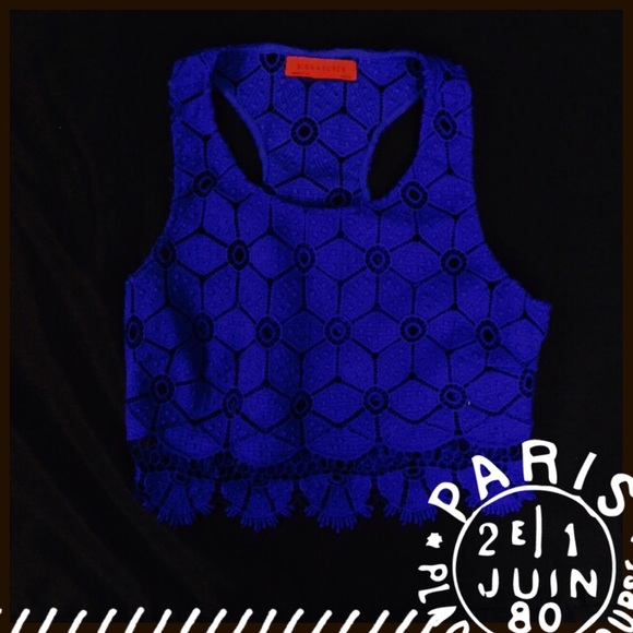 Rich royal blue lace crop top