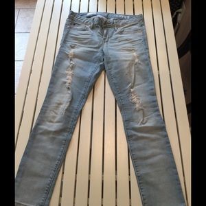 Jeans, light wash/ripped