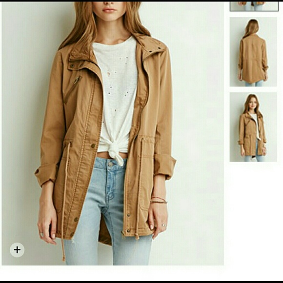 Never worn Camel color drawstring parka