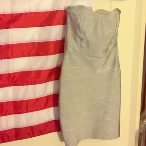 Couture dress silver stretch cocktail semi-formal