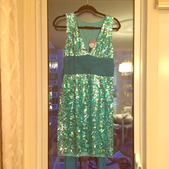 BCBG Max Azria green sparkle dress - Picture 2 of 3