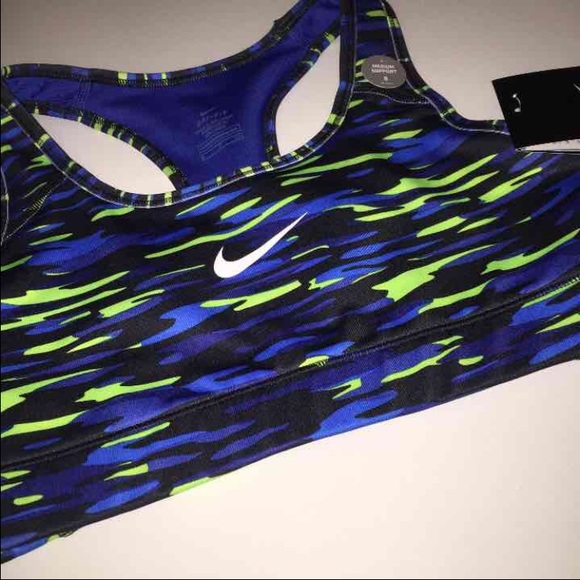 Blue and green Nike sports bra
