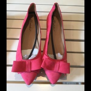Pink faux suede flats