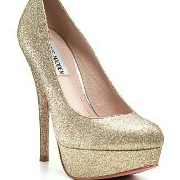 Steve Madden Shoes | Steve Madden Gold Glitter Heels | Poshmark