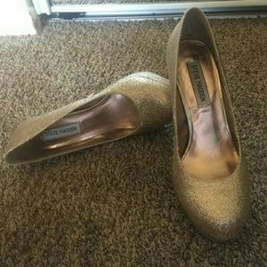 Steve Madden Shoes | Steve Madden Gold Glitter Heels | Poshmark