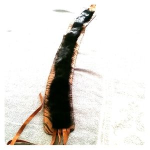 Tiger belt with genuine black fur