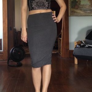 Gray Stretch Pencil Skirt