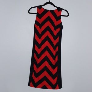 Michael Kors red and navy chevron dress