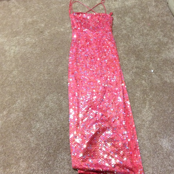 Hot pink/gold sparkly prom dress