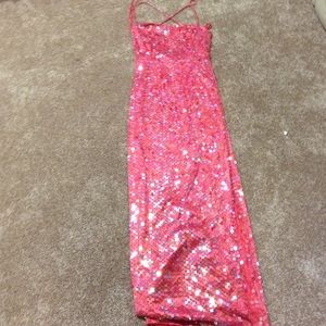 Hot pink/gold sparkly prom dress