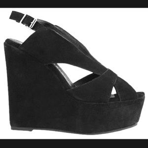 Jeffrey Campbell Mariel Black Suede Wedges
