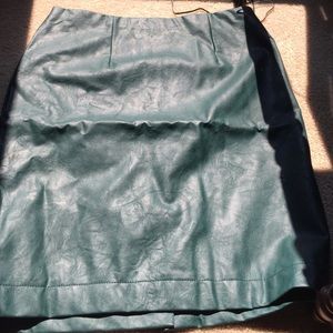 Dark green faux leather pencil skirt