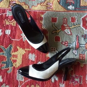 White House Black Market Black and Beige Heels