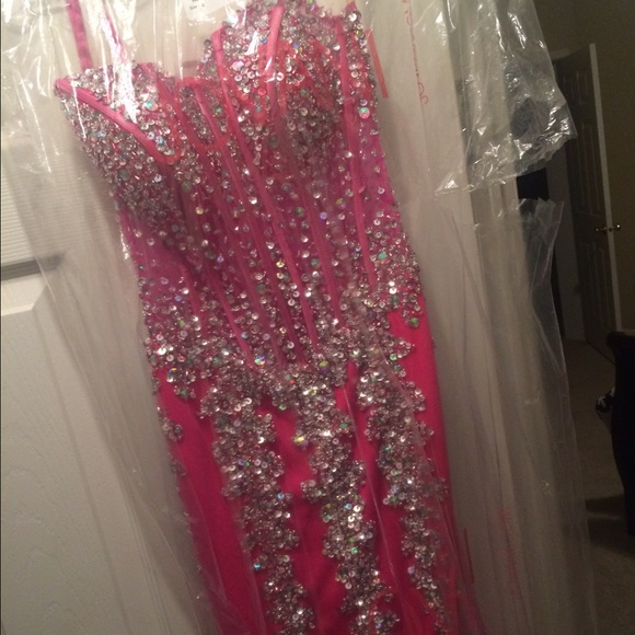 Short Hot Pink Sequin Jovani Homecoming Dress