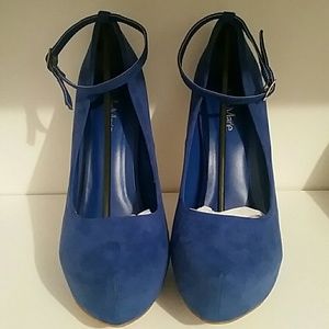 Blue suede heels