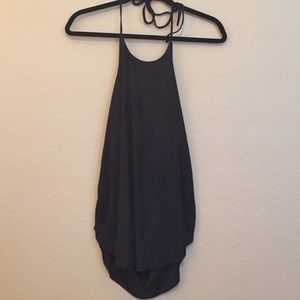 Suede like material. Black backless halter