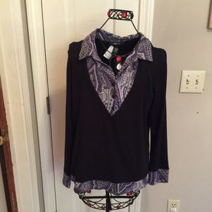 STYLES & CO BLACK WITH PURPLE PAISLEY SEQUIN